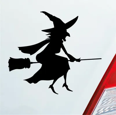 Produktbild von Auto Aufkleber Hexe Witch Besen Frau Hexerei 11x10 cm Schwarz Matt Sticker Heckscheibenaufkleber