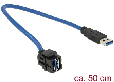 Image de DELOCK Keystone USB3.0 A femelle 250° avec câble