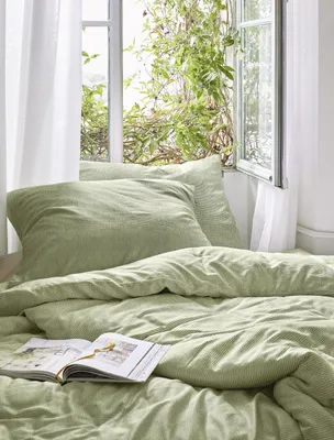 Zdjęcie produktu dla Zestaw pościeli Irisette Seersucker Easy 8514: 1 x poszewka na kołdrę 135 x 200 cm + 1 x poszewka na poduszkę 80 x 80 cm w kolorze srebrnym