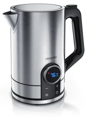 Image de Bouilloire Arendo avec réglage de la température de 40 °C à 100 °C, affichage de la température, sélection de la température, acier inoxydable, 1,7 L, 2200 W, écran LED, fonction de maintien au chaud, couleur argent