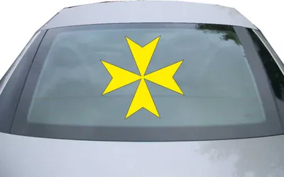 Produktbild von Indigos UG - Aufkleber Heckscheibe & Motorklappe DE2539 - gelb - 600x600 mm - Malteserkreuz - Auto Scheiben Fenster Heckklappe Tuning Racing JDM - Die cut