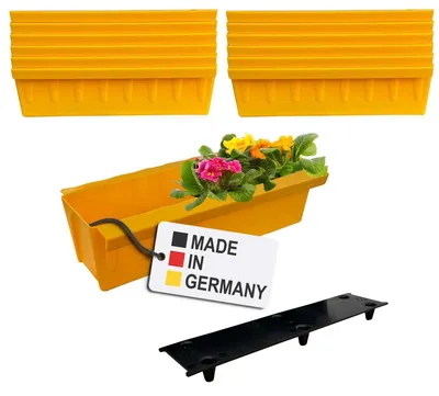 Image de BURI 12 inserts de jardinières pour palettes Euro, tapis d'arrosage inclus | avec système de suspension à accrocher | 37,3cm jaune | jardinière pour palette Euro | balconnière | pot de fleurs | très stable