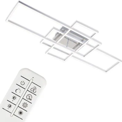Produktbild von LED Deckenleuchte Dimmbar Fernbedienung CCT Timer 55W silber Metall Briloner