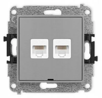 Imagen del producto de Karlik ICON, caja de conexión doble RJ45, gris mate, para empotrar