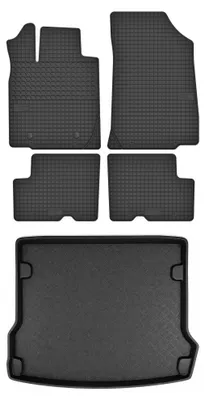 Productafbeelding van Rubberen automatten + kofferbakmat voor Dacia Logan 2006-2012 (stationwagen) – 5-delig, zwart, op maat – Wielganizator