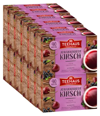 Obrázek produktu pro Teehaus červený rybíz třešeň ovocný čaj jemný ovocný 90g 12 balení
