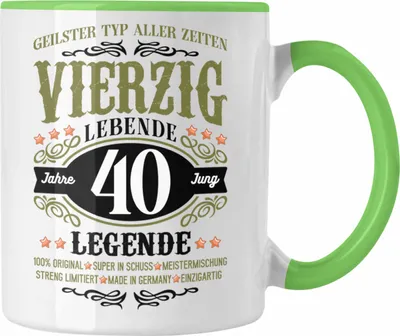 Produktbild von Trendation -  40. Geburtstag Tasse Mann Geschenk 40er Geschenkidee 40 Vater Männer Lustig Geschenke 40 Jahre Alt Streng Limitiert Männer Vater (Grün)