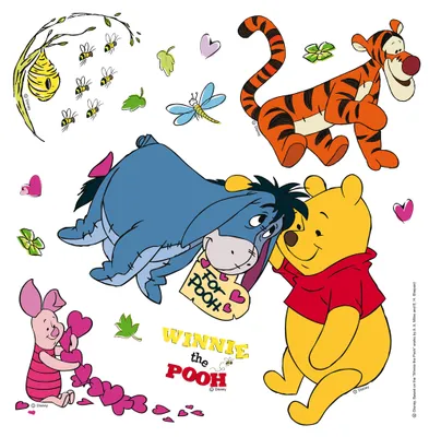 Immagine prodotto di Tatuaggio da parete Disney Pooh l'orso blu, arancione e giallo - 600217 - 30 x 30 cm