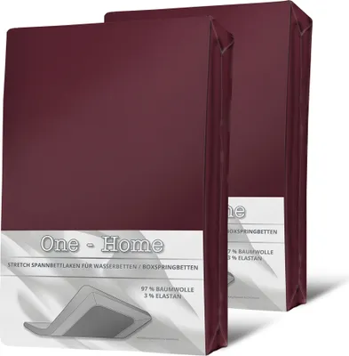 Produktbild von 2 Spannbettlaken 180x200 - 200x220 cm bordeaux Elasthan Boxspringbett Wasserbett