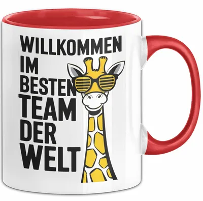 Produktbild von Office Arbeitskollege Tasse Geschenk Lustige Geschenkidee Spruch Willkommen Im Besten Team Der Welt (Rot)