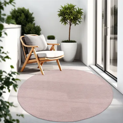 Produktbild von TT Home Teppich Für Outdoor Wetterfest Küchenteppich Balkon Terrasse Unifarbenes Design Modern Größe 80 cm Rund