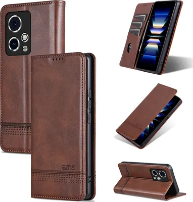 Image de Etui en cuir pour Honor 90 GT, étui portefeuille pliable avec fermeture magnétique et support Café