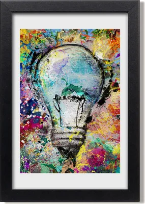 Produktbild von Bild 20x30 MDF-Rahmen, Wandkunst Bunte Glühbirne