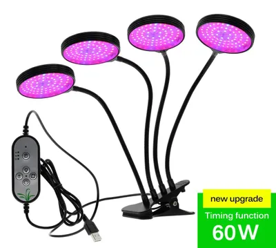 Produktbild von LED-Pflanzenlampe - Pflanzenwachstumslampe - 60 W - USB 5 V - Dimmbar - Vollspektrum 4000 K, 400–780 nm - Timerfunktion