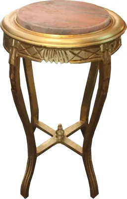 Image de Table d'appoint baroque ronde or l. 40 cm x h. 68 cm - bois massif