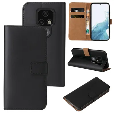 Produktbild von Handyhülle für Motorola Moto E7 Klapphülle Bookcase Flip Cover Hülle Handy Tasche Etui Farbe: Schwarz
