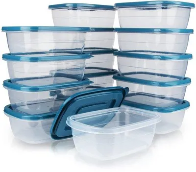 Produktbild von Rechteckige Plastikdosen mit Deckel, 15 Stück, 500ml, für Schule, Arbeit und Reise