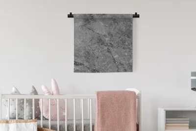 Produktbild von MuchoWow® Wandteppich Wandbehang Marmor - Grau - Weiß 60x60 cm Tapisserie Dekoration Wandtuch - Dekorationen - Wand Decke