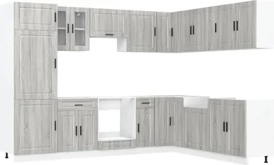Produktbild von vidaXL 14-tlg. Küchenschrank-Set Porto Grau Sonoma Holzwerkstoff