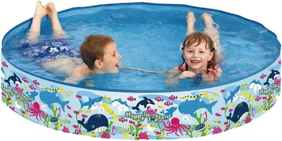 Produktbild von Faltbares Schwimmbad, Kinderbecken | Kinderschwimmbecken Nicht aufblasbar,Fester Kinderpool in Tiefseeblau, oberirdischer Schwimm-Kinderpool für Spaß im Garten