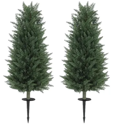 Image de Plante artificielle en forme de cyprès, hauteur de 100 cm, lot de 2, design réaliste, entretien facile, matériaux durables