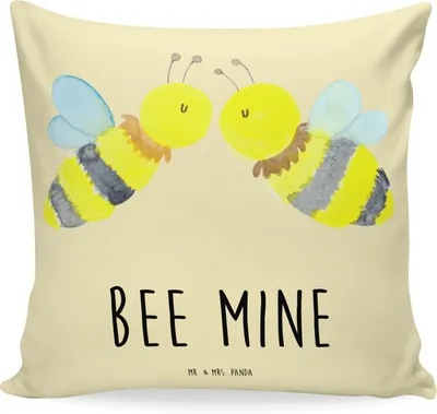 Produktbild von Mr. & Mrs. Panda Dekokissen Biene Liebe - Gelb Pastell - Geschenk, kuschelkissen 40x40, Deko Kissen, Kuschel, Lounge, Sofa