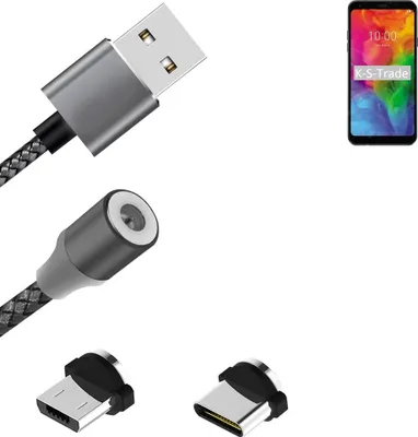 Produktbild von K-S-Trade Hochwertiges Magnet-Lade-kabel Sync-Kabel Daten-Kabel für LG Electronics Q7+ mit USB-Typ-C-Anschluss und Micro-USB-Anschluss 2A bis zu