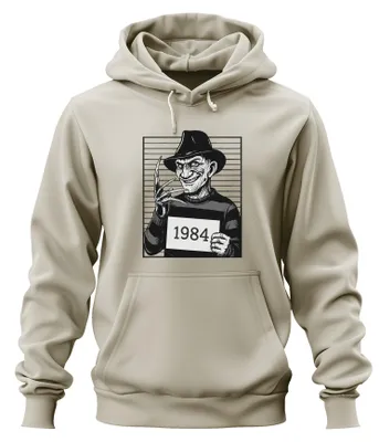 Productafbeelding van Freddy Krueger 1984, opsporingsfoto, horror, slasher, retro hoodie, sweater met capuchon, natuurlijke kleur, maat L