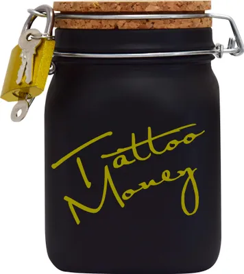 Produktbild von Spardose Geld Geschenk Ideen Tattoo Money Schwarz Gold Größe L 1 Liter