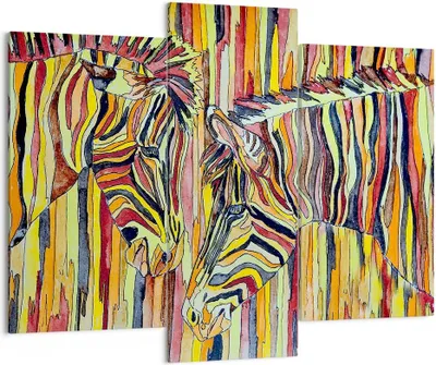 Produktbild von Bild auf Leinwand - Leinwandbild - Zebra Abstraktion - 130x100cm - Wand Bild - Wanddeko - Leinwanddruck - Bilder - Kunstdruck - Wanddekoration - Leinwand bilder - Wandkunst - CB130x100-3499