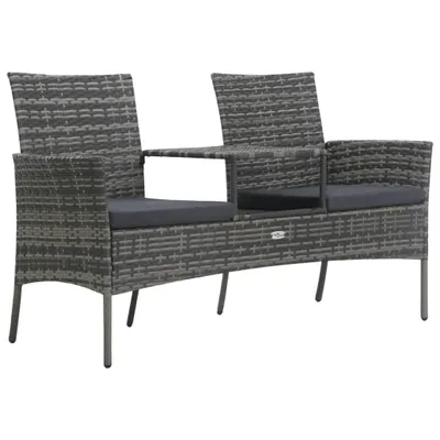 Immagine prodotto di The Living Store Divano da giardino a 2 posti con tavolino in poly rattan antracite