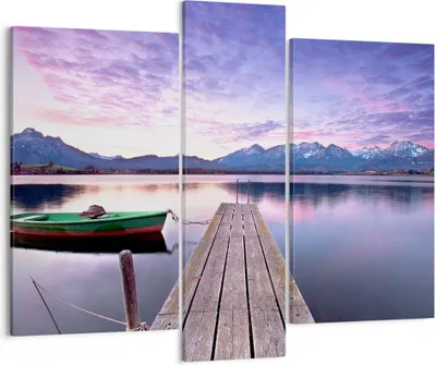 Produktbild von Bild auf Leinwand - Leinwandbild - See Berge Wasser - 95x80cm - Wand Bild - Wanddeko - Wandbilder - Leinwanddruck - Bilder - Kunstdruck - Wanddekoration - Leinwand bilder - Wandkunst - CB95x80-3671