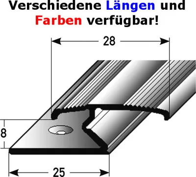 Produktbild von Doppelklemmprofil "Athlone" für Laminat, 8 mm Einfasshöhe, Aluminium eloxiert, gebohrt-silber-1000