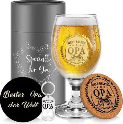 Image de Cadeau pour grand-papa - Verre à bière personnalisé avec gravure et boîte cadeau