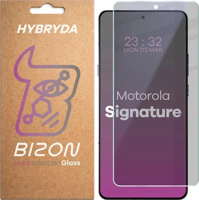 Produktbild von Hybridglas mit Privatschutzfilter für Motorola Signature, Bizon Glass Mule Shadow, Matt