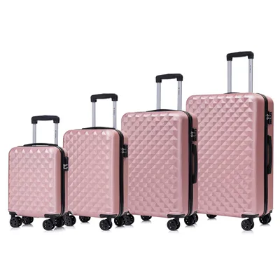Produktbild von yonsly Premium Reisekoffer TSA-Schloss,YKK-Reißverschluss Hartschalen-Koffer Kabinenkoffer Rollkoffer Suitcase Handgepäck  (Roségold, S-M-L-XL-Set)