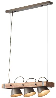 Produktbild von Brilliant Pendellampe Plow schwarzer Stahl & Holz – Länge ca. 70 cm