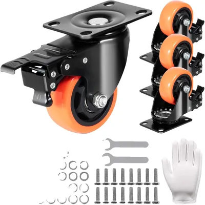 Zdjęcie produktu dla Zestaw 4 Obrotowych Kółek Meblowych Vevor Pvc 76 2Mm Udźwig 454Kg