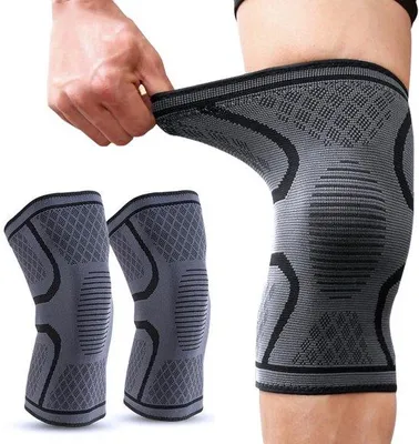 Immagine prodotto di Set da 2 ginocchiere unisex - Ginocchiere flessibili per la corsa e il fitness - Protezione confortevole - Nero - M