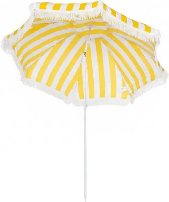 Zdjęcie produktu dla Parasol plażowy - Osłona przeciwsłoneczna - Bezpieczne osłony przed słońcem - Regulowany kąt nachylenia - 180 cm - Żółty i biały