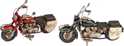 Produktbild von Formano 2er Set Motorrad Deko Metall rot & schwarz 19 x 12 cm sehr detailreich