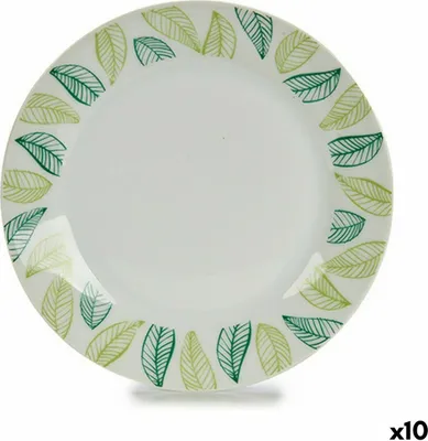 Obrázek produktu pro Dezertní talíř bílý zelený Ø 19 cm porcelán (10 kusů)