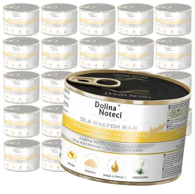Produktbild von Dolina Noteci Premium Junior 24x185g Nassfutter für Welpen kleiner Rassen, reich an Hühnermägen mit Kalbsleber