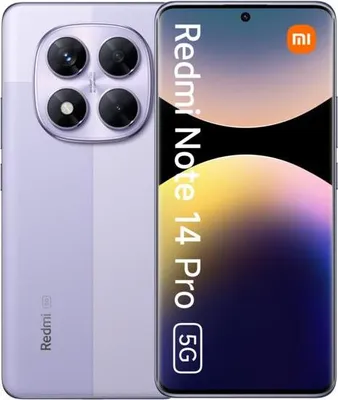 Immagine prodotto di Xiaomi Redmi | Note 14 Pro | Lavender Purple | 6.67 " | AMOLED | 1220 x 2712 pixel | Mediatek | RAM interna 8 GB | 256 GB | Dual SIM | 5G | Risoluzione fotocamera principale 50+8+2 MP | Risoluzione fotocamera secondaria