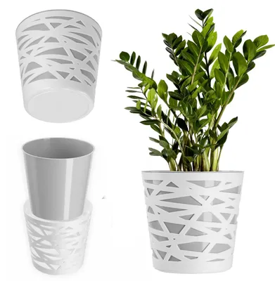 Produktbild von KADAX Blumentopf "Rusio", runder Übertopf, Pflanztopf aus Kunststoff, Blumenübertopf, 19 cm, Grau