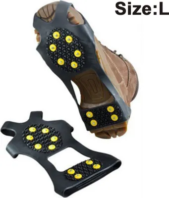 Produktbild von Schuhspikes mit 10 Spikes Schuhkrallen für Schuhe im Winter Outdoor Anti Rutsch Steigeisen für Damen und Herren Schuh Spikes für Bergschuhe