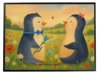 Produktbild von Mr. & Mrs. Panda schreibtischunterlage Pinguin Pärchen Design - Weiß - Geschenk, Hochzeit, schreibauflage, Hochzeitstag, Hochzeitsgeschenk, schreibtischunterlagen, Liebe