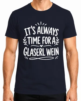 Immagine prodotto di Maglietta da uomo, taglia M, colore blu navy, con scritta "Glaserl Wein Lustig Statement Sarkasmus"