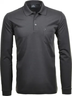 Produktbild von RAGMAN Herren Poloshirt Langarm Polokragen Baumwollmix Anthrazit 5XL