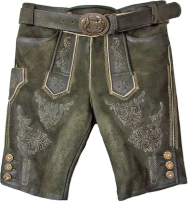Produktbild von MADDOX Kurze Lederhose "Ammersee" mit Gürtel | Antik Smoke Größe: 46